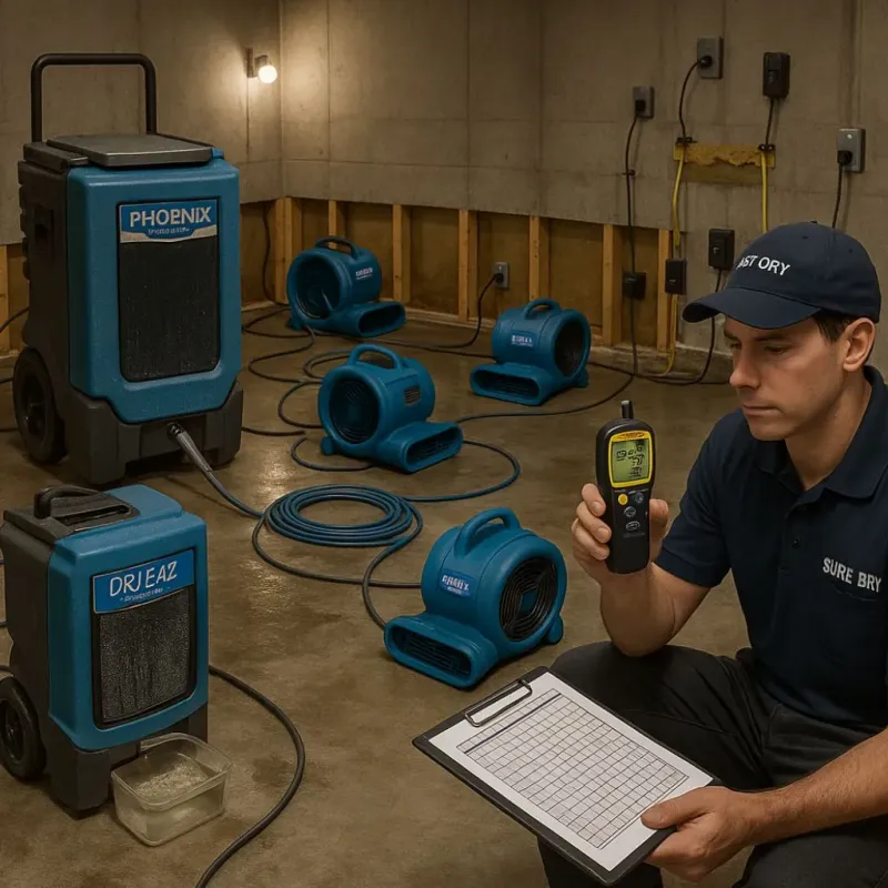 Structural Drying and Dehumidification process in Rocklin, CA
